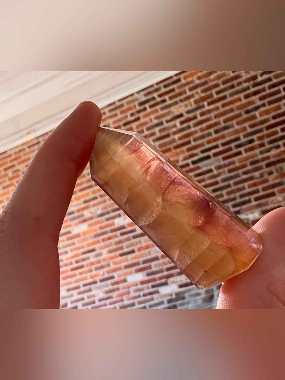 Polished Citrine Point Crystal - Yellow with Pink Sheen